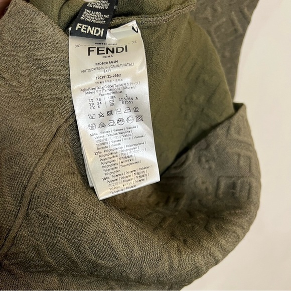 Fendi x Skims embossed olive green Illinois Midi dress size 38 (US 2) - Picture 10 of 14